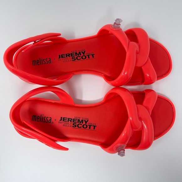 Melissa + Jeremy Scott Womens Tube Slingback Sandals Neon Orange Rubber 5-9 New - Picture 9 of 16